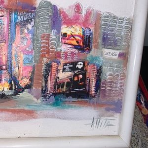 ANITA BALDWIN /Vintage Mixed Media Art. NYC BroadwayTheatre District 1980’s